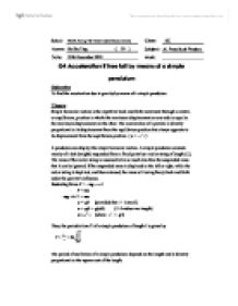 Acceleration due to gravity lab report