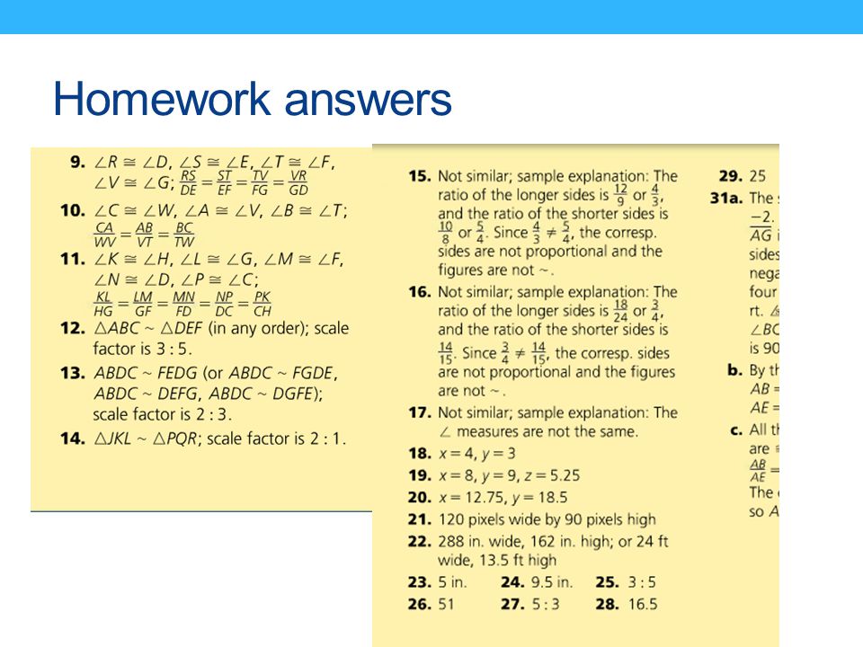 Answers to homework