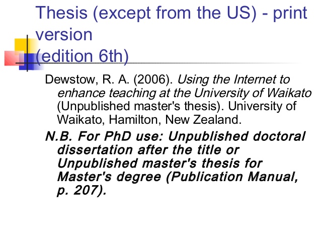 Apa dissertation citation