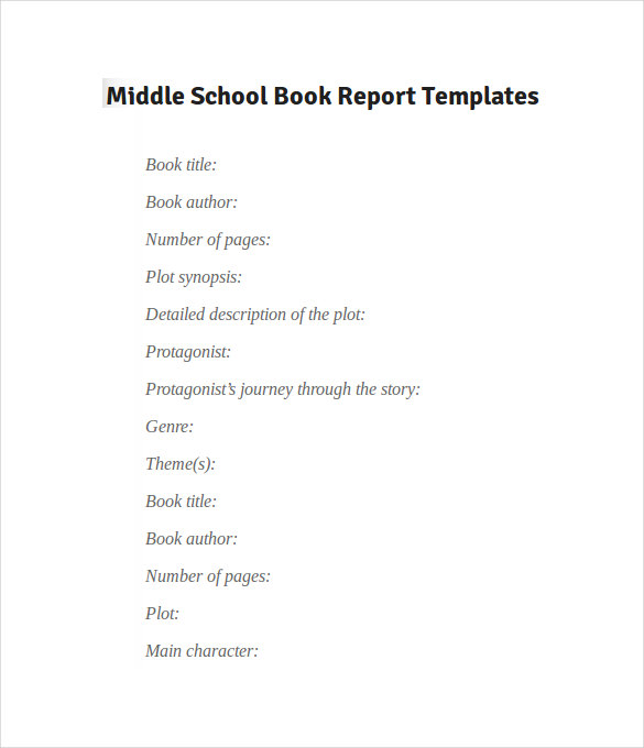 Book reports for middle school