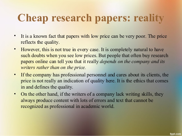 Cheap research papers