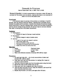 Biology Lab Report: Osmosis Done by: Seonlim Lee (Lynn) G.10B Purpose -To find the isotonic point of the potato -To determine the weight.