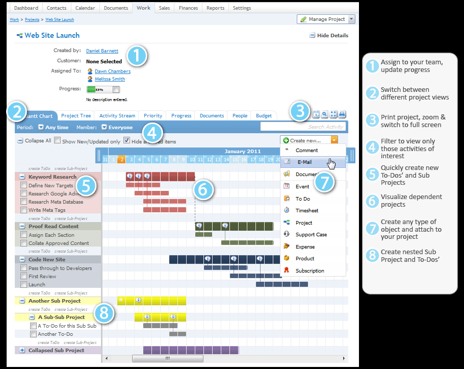 Manage projects