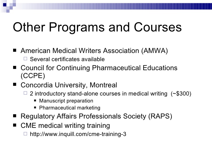 Medical writing courses