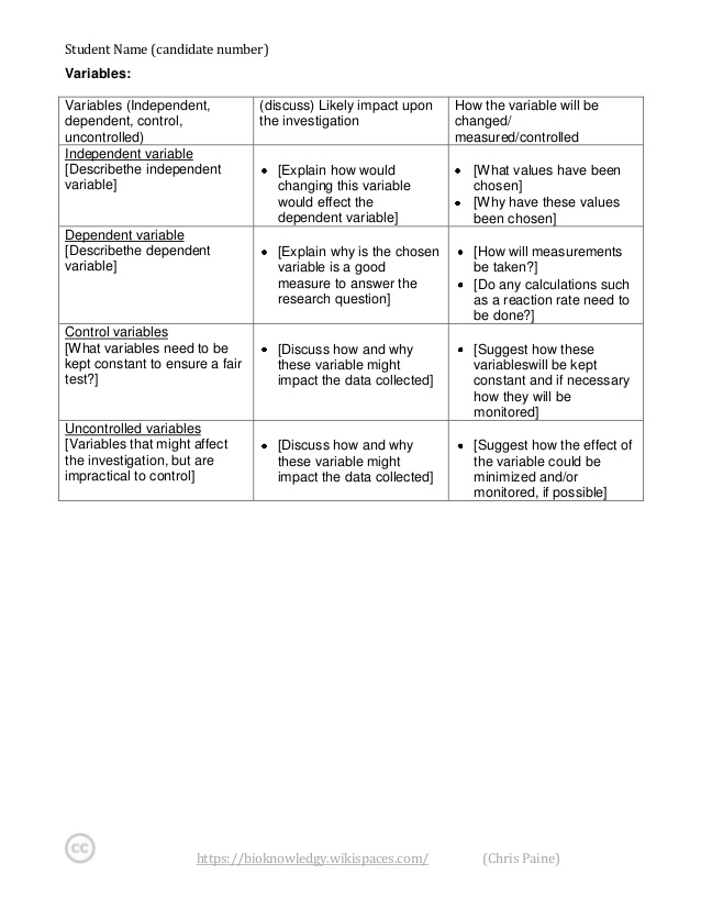 Science lab report outline