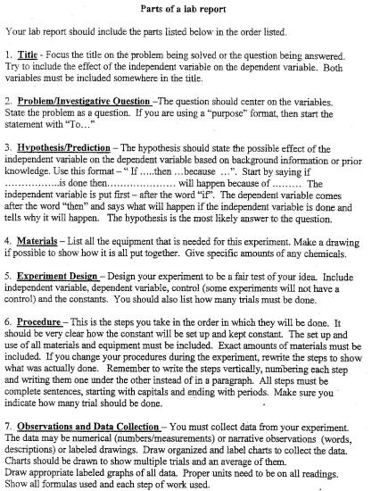 science lab report example