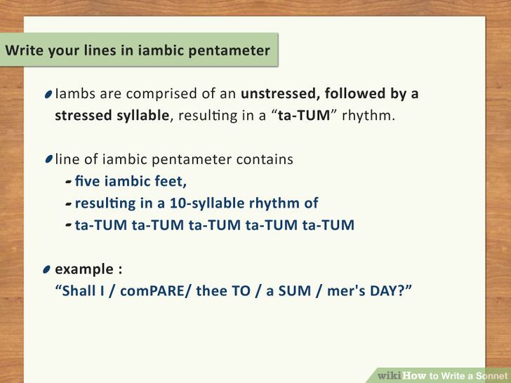 how to make a sonnet with iambic pentameter