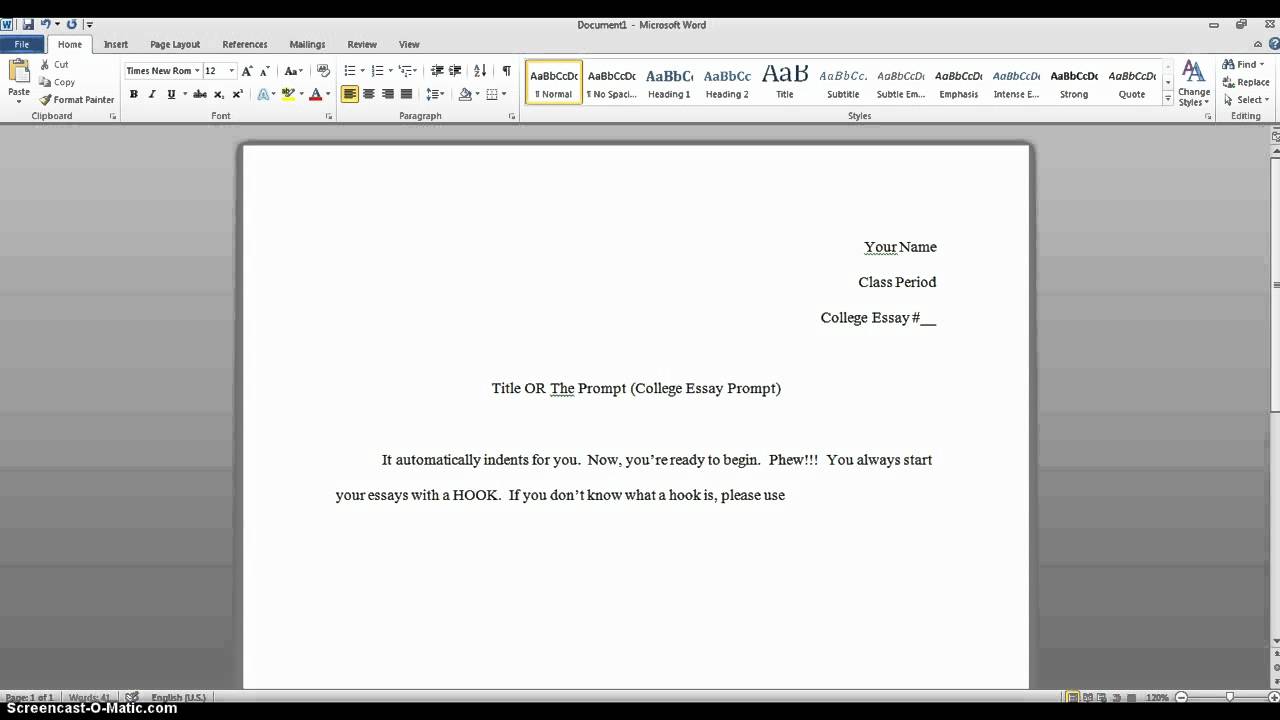 Starting a college essay
