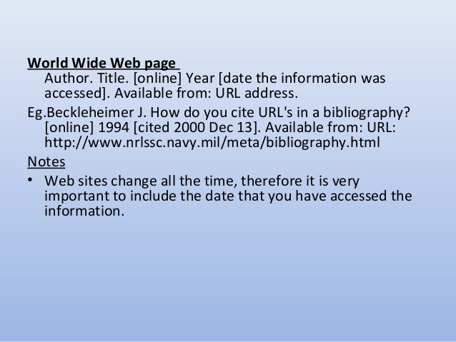 Web bibliographies