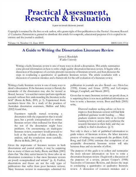 Writing a dissertation literature review