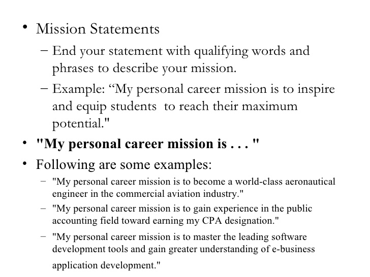 Personal mission statements - College Homework Help and Online Tutoring.