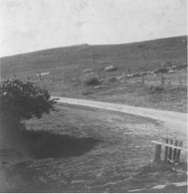 The rocky hillside across from the Fay farmhouse